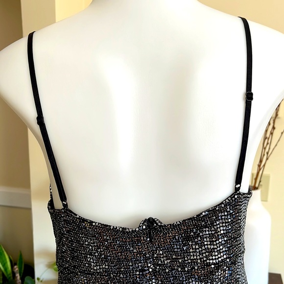 🖤🤍Lulus Silver Sequin Sparkle Party Dress- Women- M-Black- NWT - Picture 10 of 16